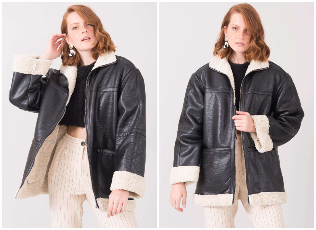 Tanie kurtki zimowe w hurcie Kurtki zimowe w hurcie - skórzana katana z futerkiem